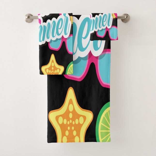 Ensemble de serviettes de bain multilingue Fruit D (En situation)