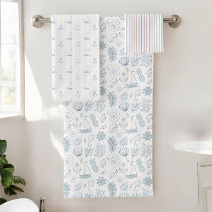 Ensemble de serviettes de bain nautiques à l'ancre