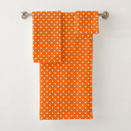 Ensemble De Serviettes De Bain Orange Pois