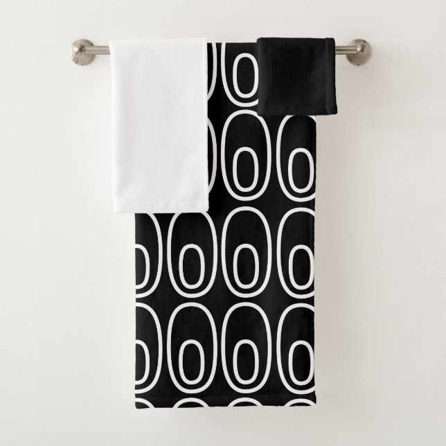 Ensemble de serviettes de bain Ovales noires répét (En situation)