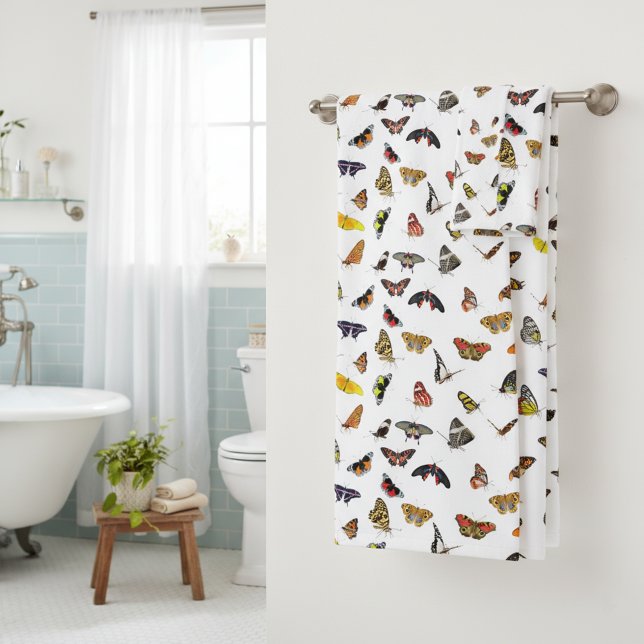 Ensemble de serviettes de bain Papillons (Butterflies towel set of three.)