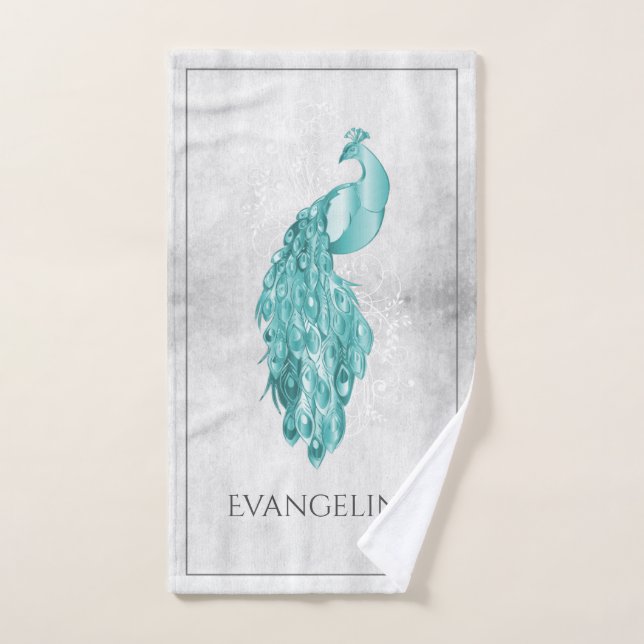 Ensemble de serviettes de bain Peacock turquoise (Serviette à main)