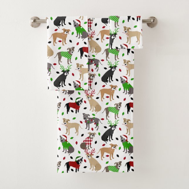 Ensemble de serviettes de bain pour chiens Pitbull (En situation)