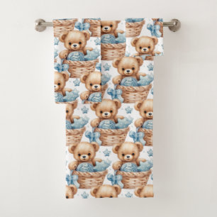 Ensemble de serviettes de bain pour garçon   Ours 