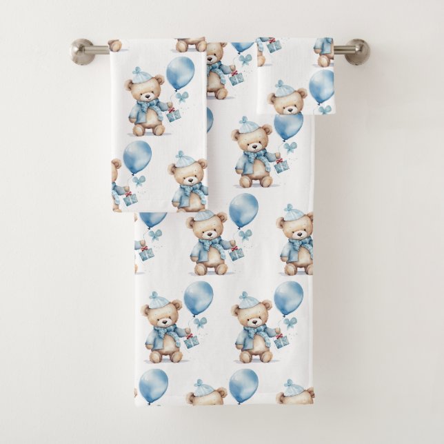Ensemble de serviettes de bain pour garçon | Ours  (En situation)