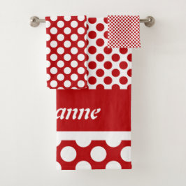 Ensemble De Serviettes De Bain Red Polka Dot Rétro
