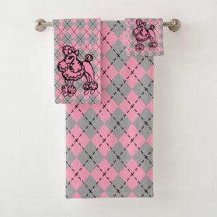Ensemble de serviettes de bain rétro rose caniche