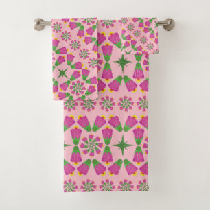 Ensemble de serviettes de bain roses Mandalas Flow