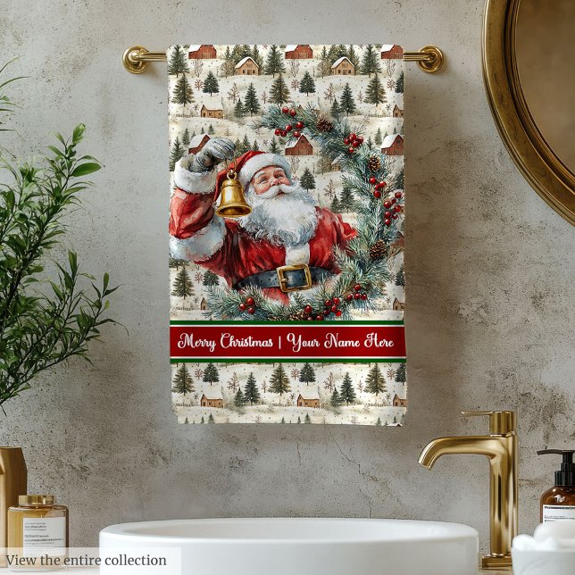 Ensemble de serviettes de bain Santa Claus (Classic Holiday Santa Claus Bath Towel Set)