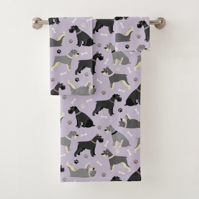 Ensemble de serviettes de bain Schnauzer Paws et B (En situation)