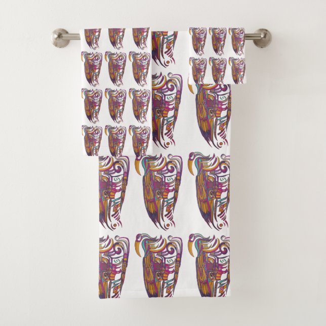 Ensemble de serviettes de bain ShamanicBIRD (En situation)