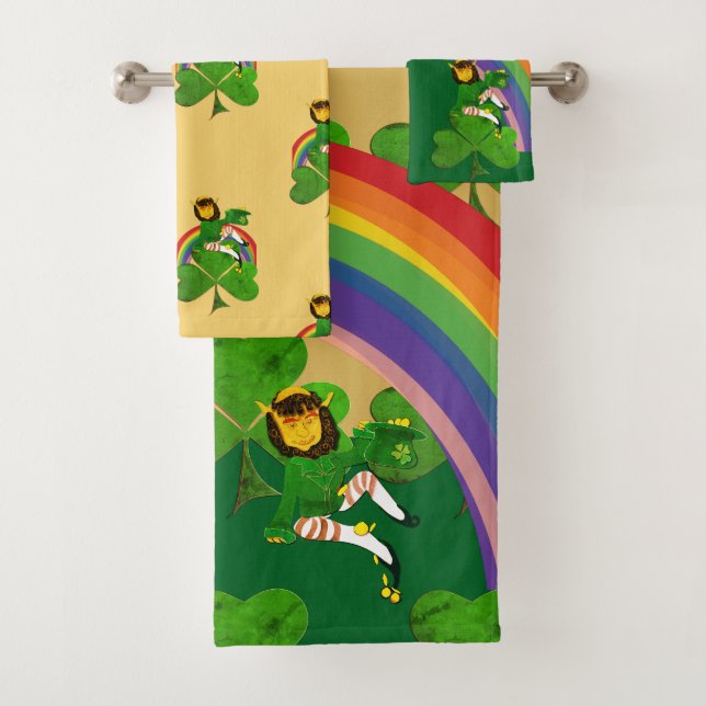 Ensemble de serviettes de bain Shamrock Leprechaun (En situation)
