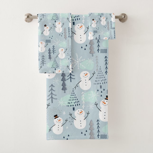 Ensemble de serviettes de bain Snowmen (En situation)