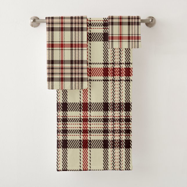Ensemble De Serviettes De Bain Tartan Brown (En situation)