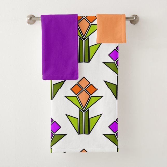 Ensemble de serviettes de bain tulipes (En situation)