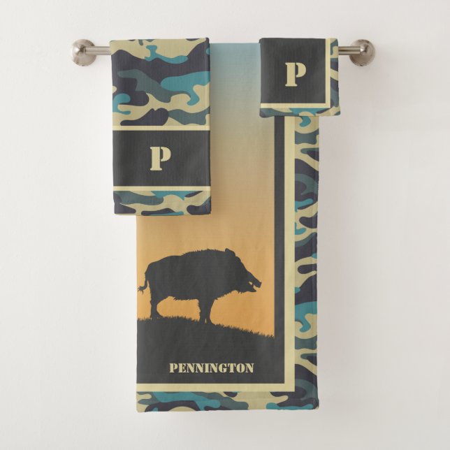 Ensemble de serviettes de bain Wild Boar et Camo (En situation)