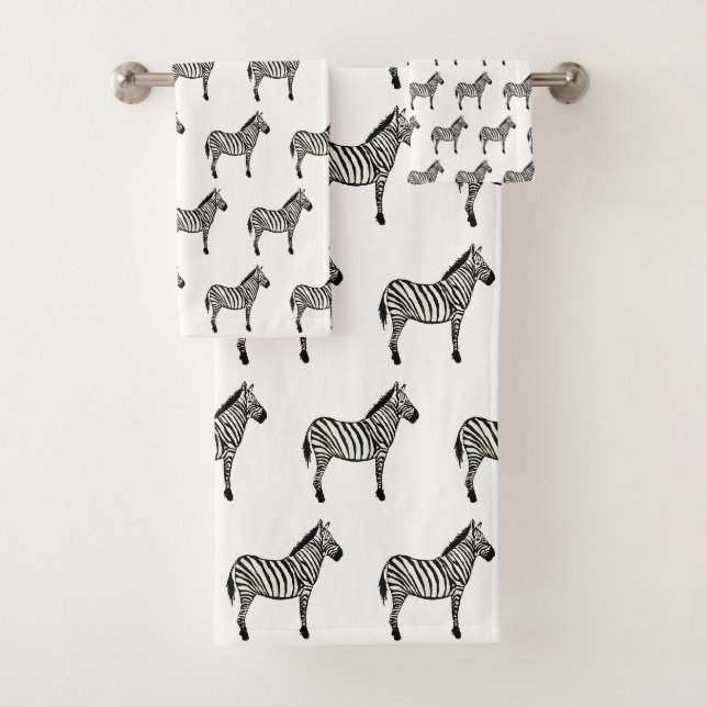 Ensemble de serviettes de bain Zebra Safari Peintu (En situation)
