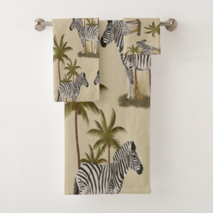 Ensemble de serviettes de bain zèbres et palmiers