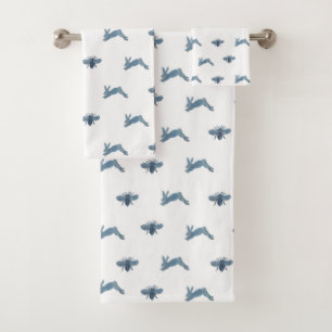 Ensemble de serviettes de bains Bleu Blanc Bunny B