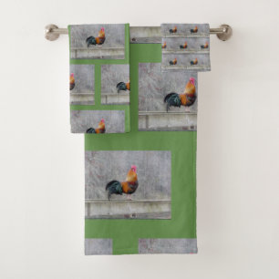 Ensemble de serviettes de bains rustique à la coq