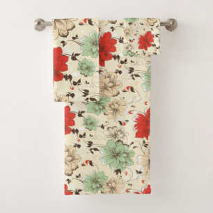 Ensemble de serviettes de bains Vintage Red Green 