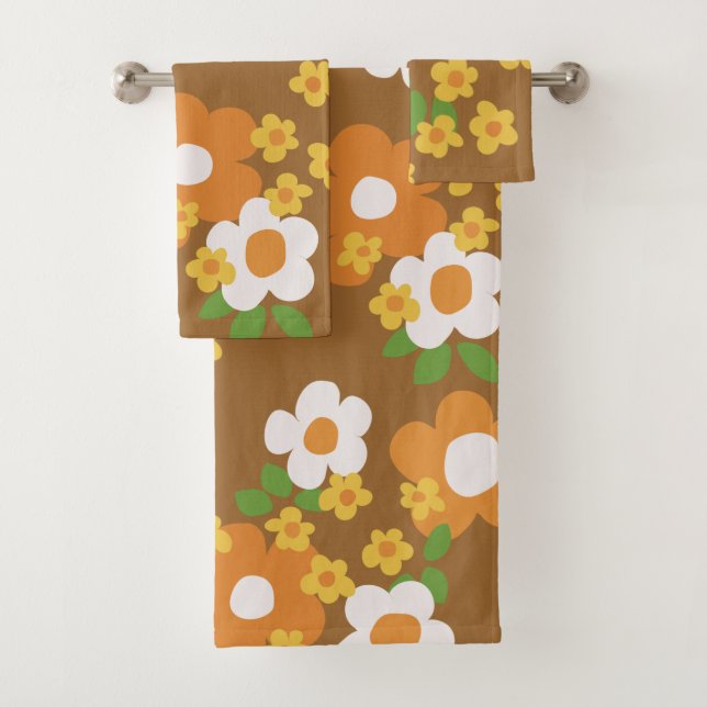 Ensemble de serviettes de les années 70 rétro mod  (En situation)