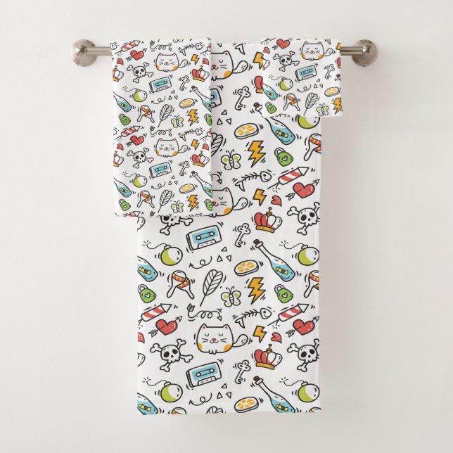 Ensemble de serviettes de Motif Cute Kawaii (En situation)