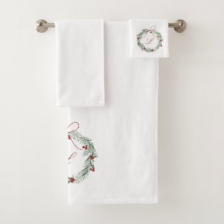 Ensemble de serviettes de Noël Monogramme personna