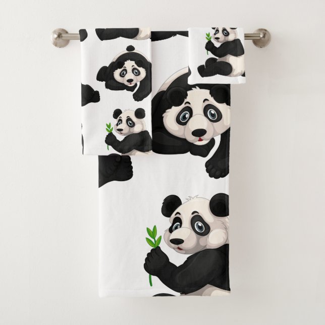 Ensemble de serviettes de salle de bain ours panda (En situation)