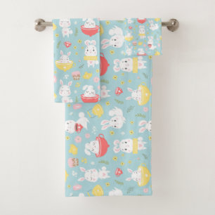 Ensemble de serviettes de toilette Bunny Tea Party