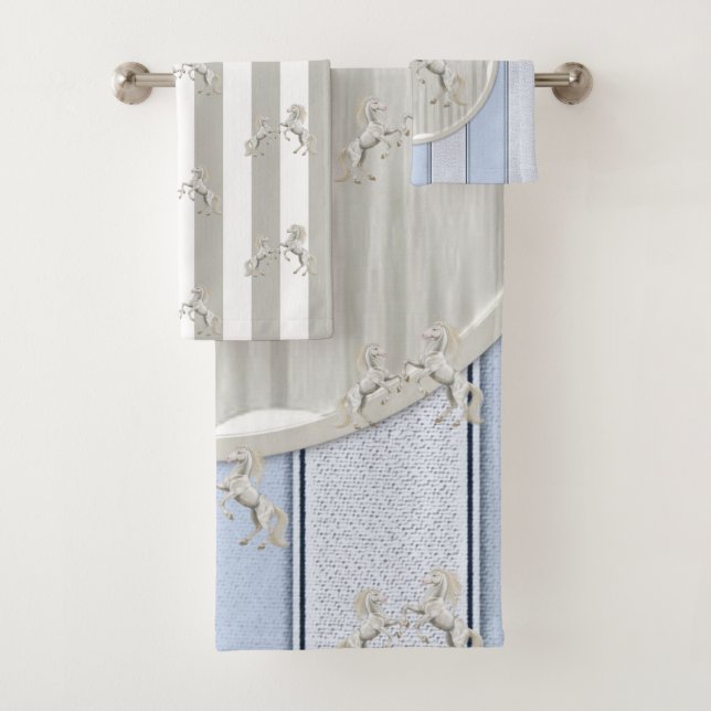 Ensemble de serviettes de toilette Cheval Gris & B (En situation)