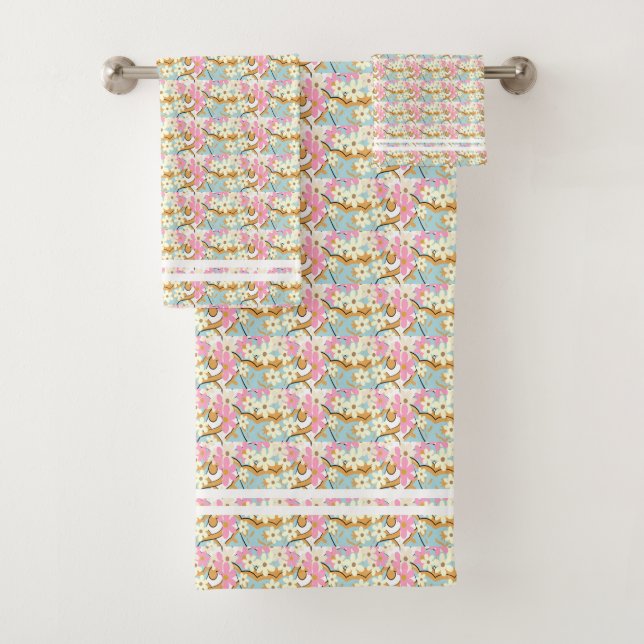 Ensemble de serviettes de toilette florales - Adie (En situation)