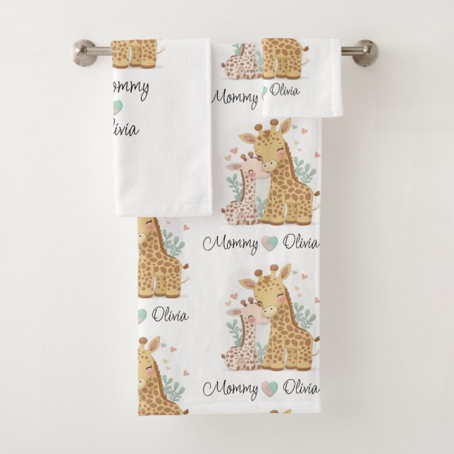 Ensemble de serviettes de toilette Giraffe Love pe (En situation)
