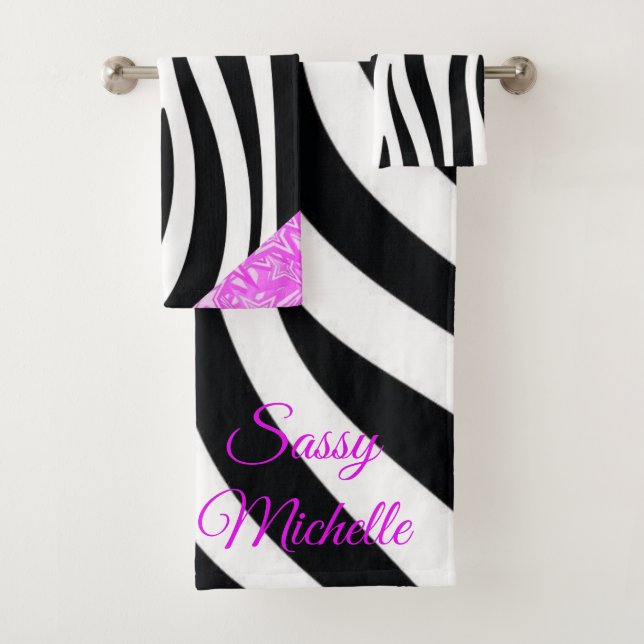 Ensemble de serviettes de toilette Leopard noir et (En situation)