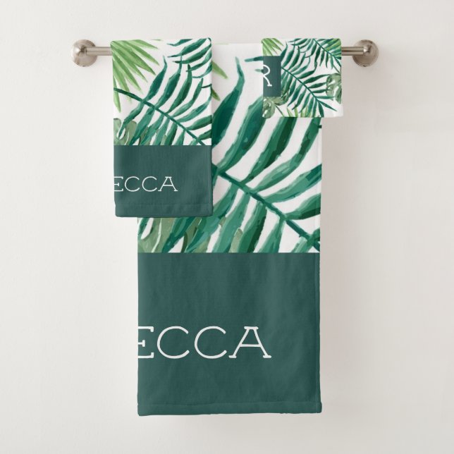 Ensemble de serviettes de toilette Tropical Green  (En situation)