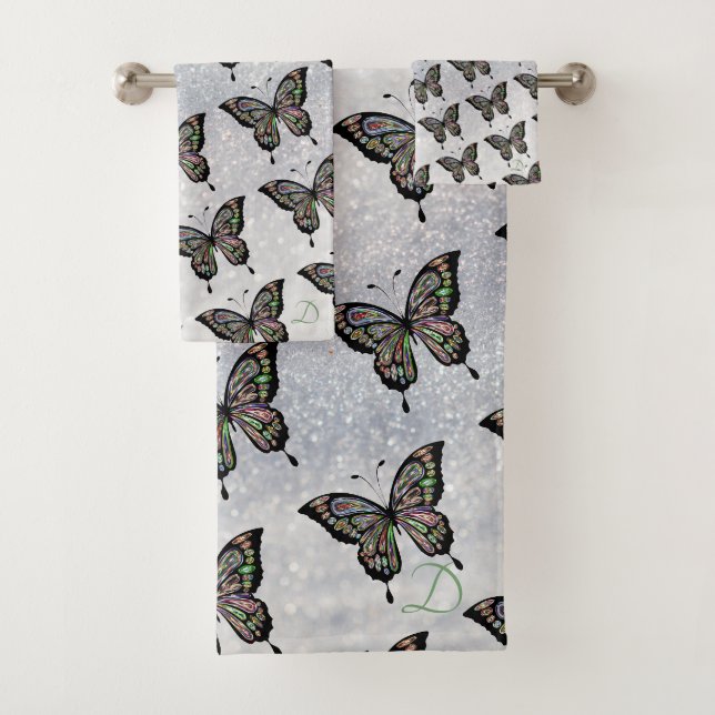 Ensemble de serviettes en argent Motif papillon (En situation)