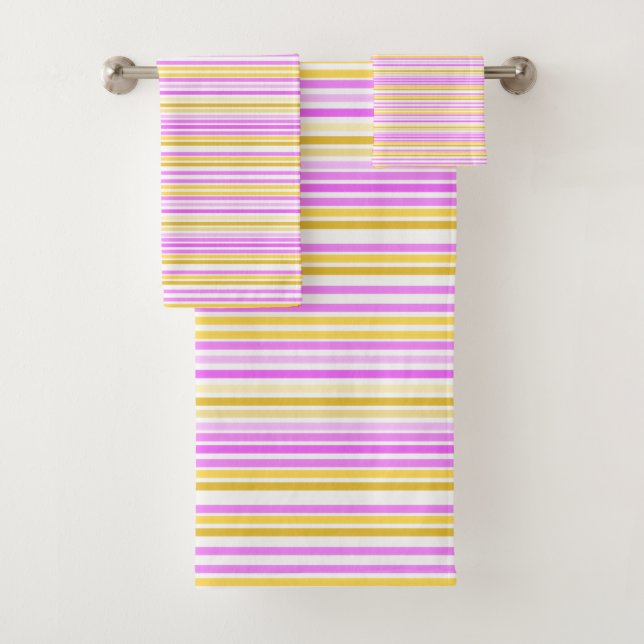 Ensemble De Serviettes En Grille Rose Et Jaune (En situation)