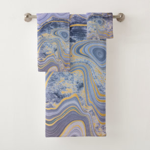ENSEMBLE DE SERVIETTES EN MARBRE D'OR BLEUE OCÉAN