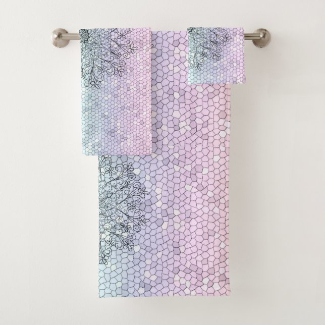 Ensemble de serviettes en mosaïque Mandala (En situation)