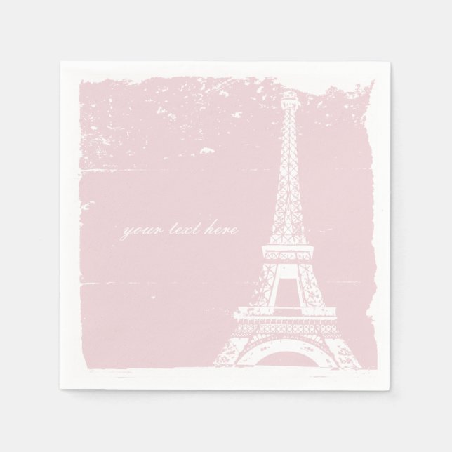 Ensemble de serviettes en papier tour Eiffel rose (Devant)