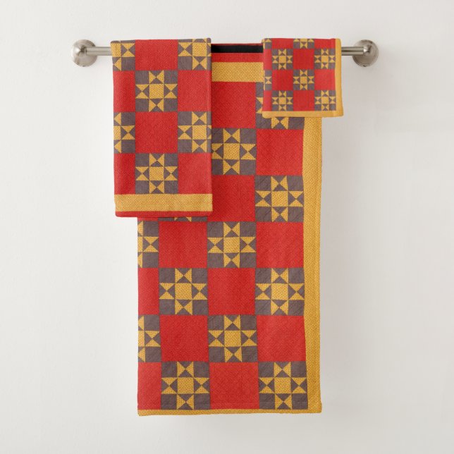 Ensemble de serviettes en quilt étoile Ohio (En situation)