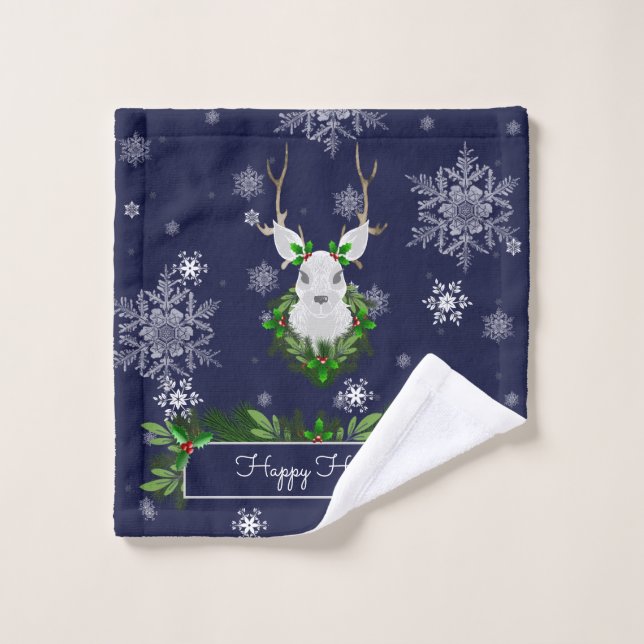 Ensemble de serviettes en renne bleu (Gant de toilette)