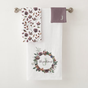 Ensemble de serviettes Floral Aquarelle Monogrammé