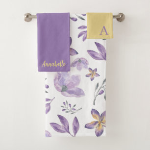 Ensemble de serviettes florales aquarelles avec mo