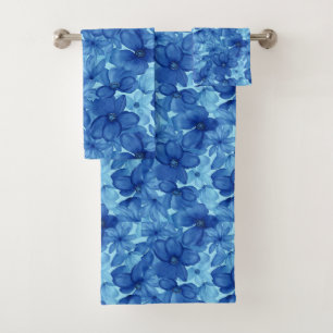 Ensemble de serviettes florales aquarelles bleues
