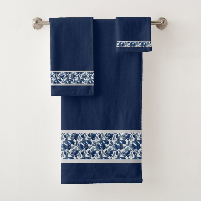 Ensemble de serviettes florales bleues chic  (En situation)