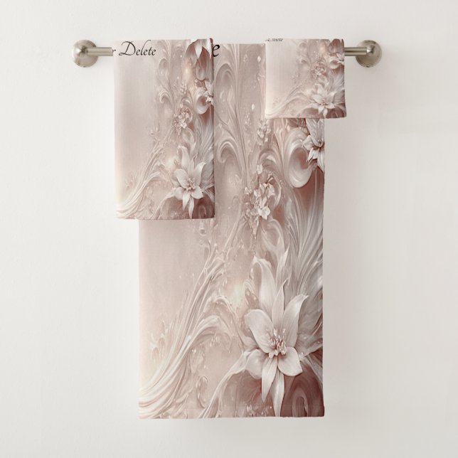Ensemble de serviettes florales en ivoire blanc (En situation)