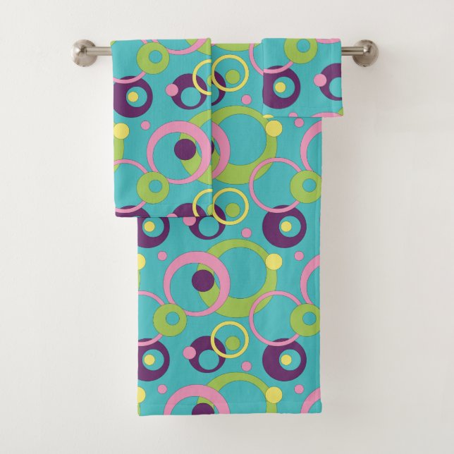 Ensemble de serviettes Funky Blue Circles (En situation)