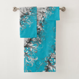 Ensemble de serviettes gris turquoise côtier