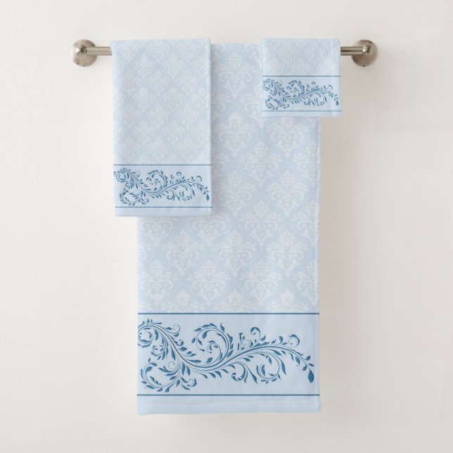 Ensemble de serviettes - Icy Blue Damask (En situation)